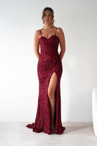 PINK BOOM Dresses 1*DONE -PBLOOM-F86031-RED SEQUIN GOWN