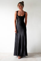 Riviera Soft Satin Maxi Gown | Black - Oh Hello Clothing