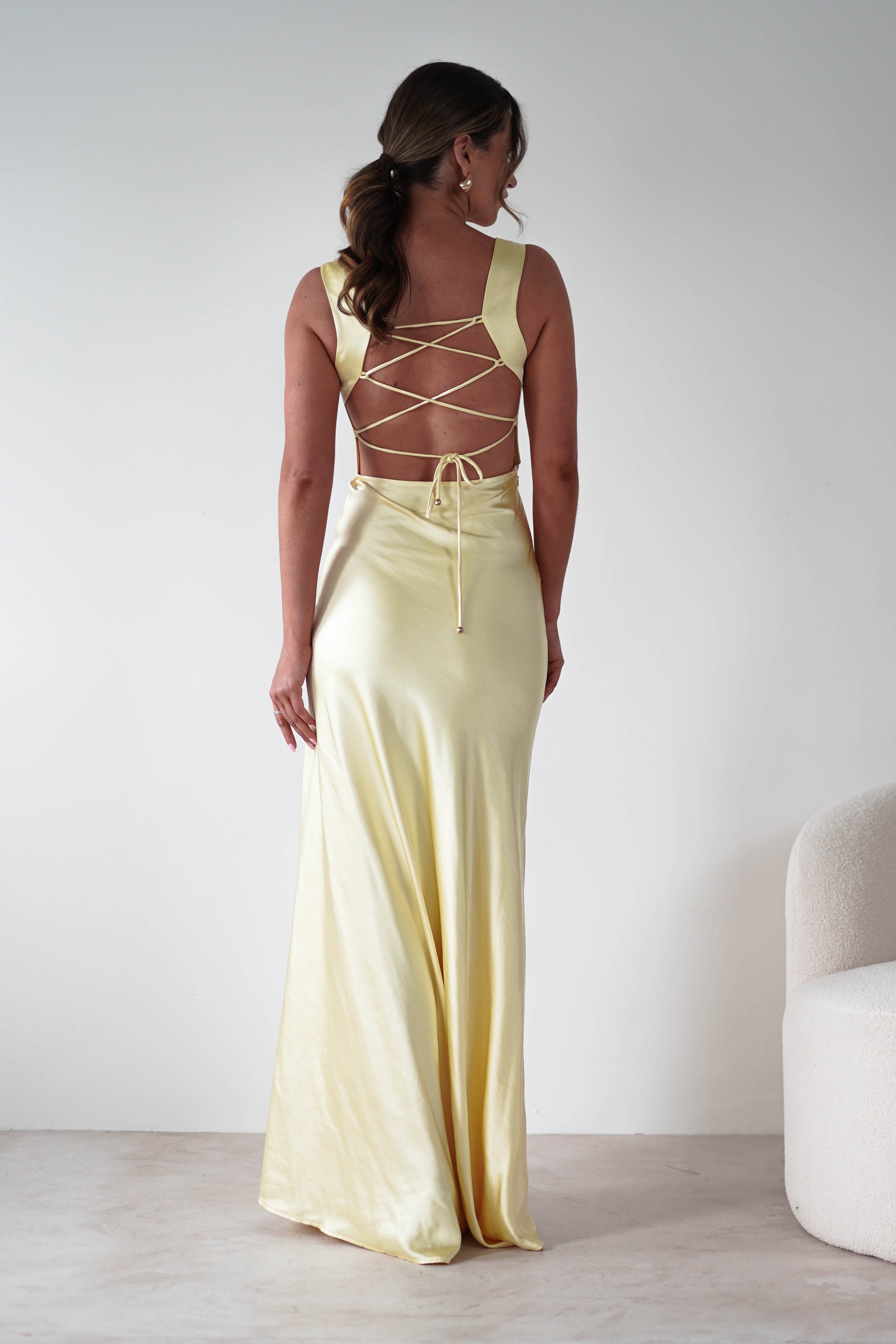 Riviera Soft Satin Maxi Gown | Yellow | Oh Hello Clothing | XS (6)