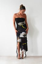 lonka Dresses 1*DONE - S5Y2622 BLACK RUCHED MIDI - LONKA