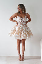 Cinderella Dresses 1*DONE SAMPLE A1347 MINI NUDE/OFF WHIE - LAD