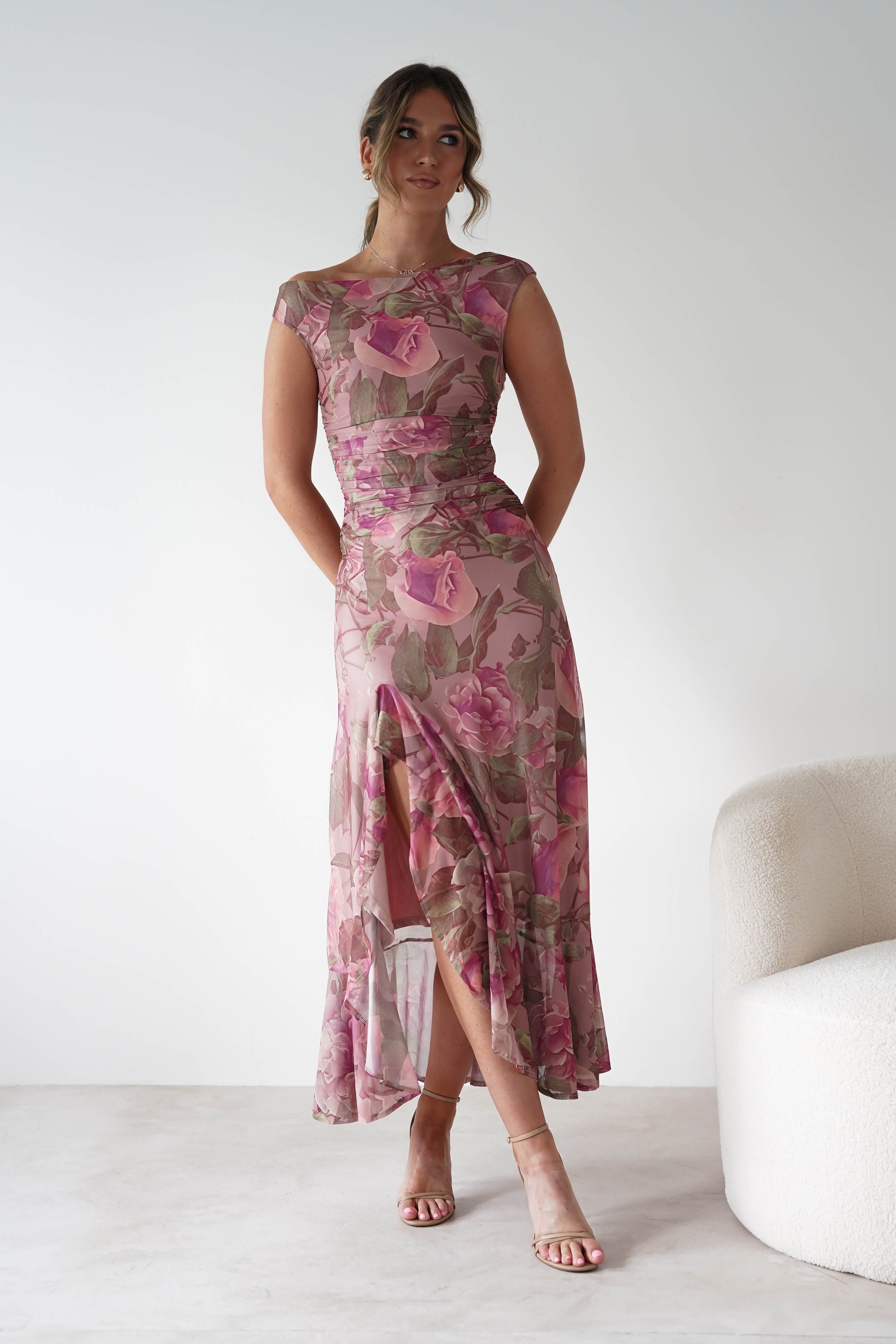 sasha Dresses 1*DONE-SASHA-64586D08-BLUSH FLORAL MAXI DRESS