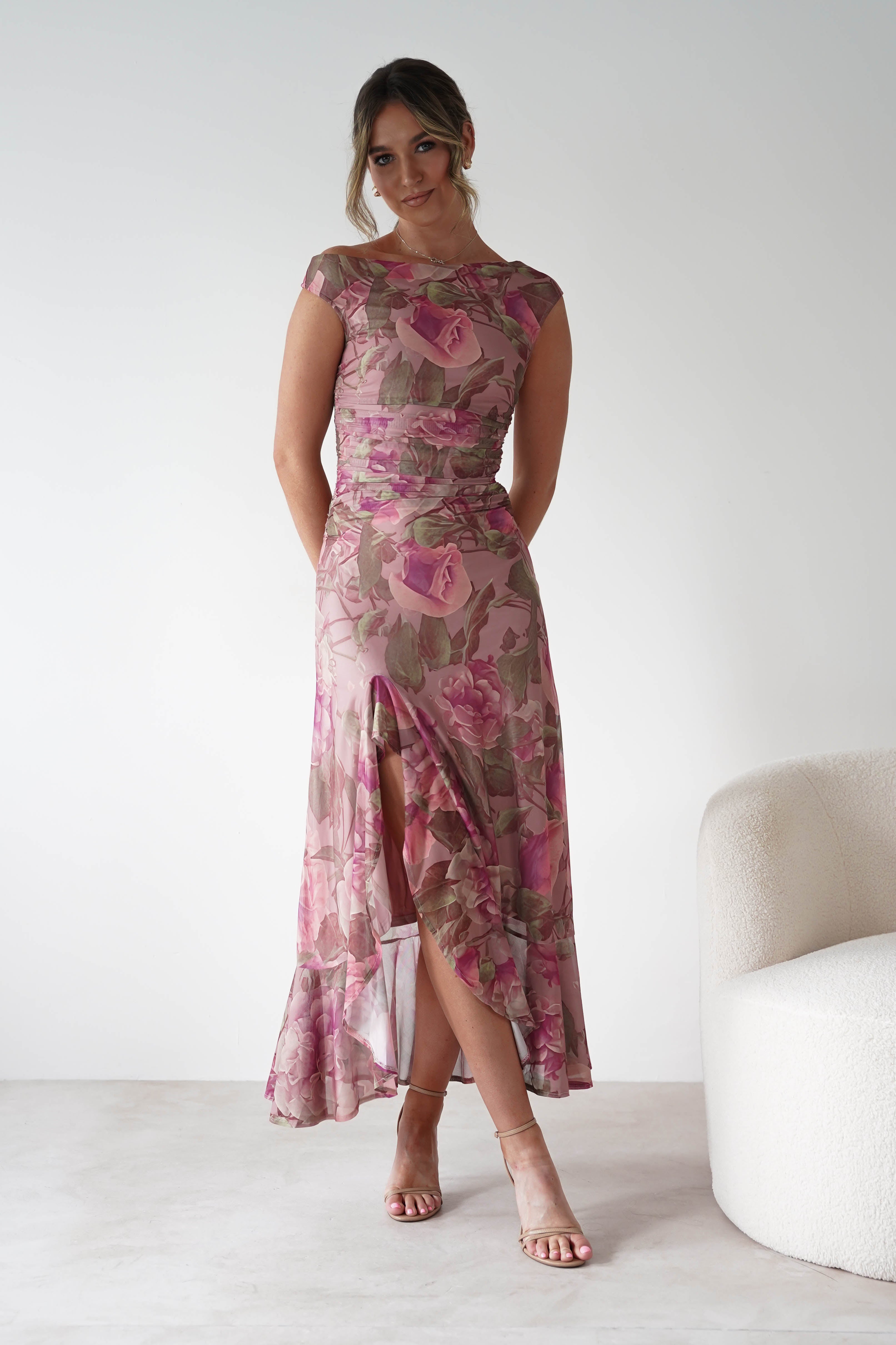 sasha Dresses 1*DONE-SASHA-64586D08-BLUSH FLORAL MAXI DRESS