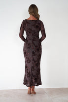 sasha Dresses 1*DONE-SASHA-64623D08OH-BROWN FLORAL EMBROIDERED LONG SLEEVE DRESS