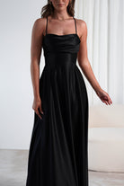 Shantal Satin Gown | Black - Oh Hello Clothing