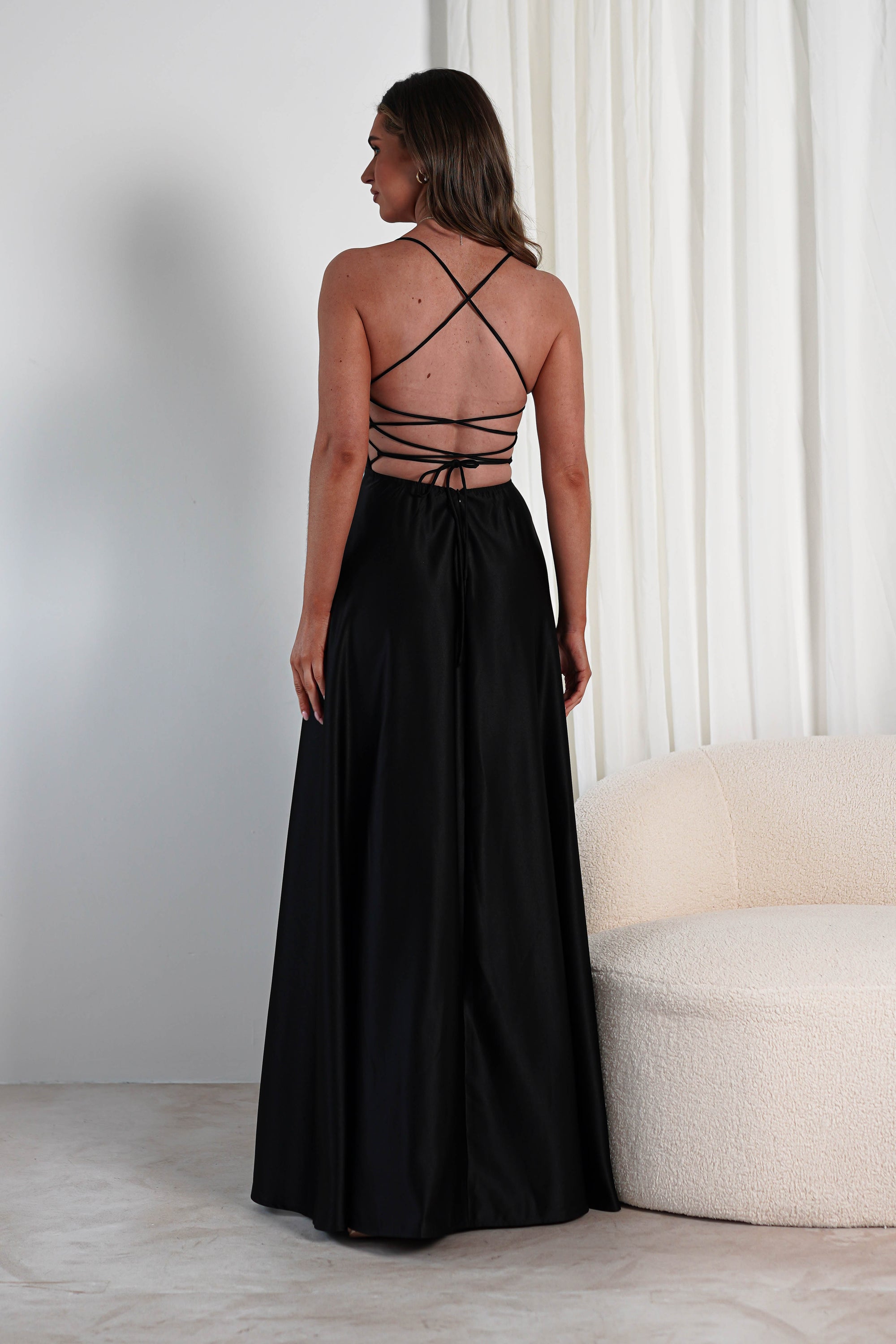 Shantal Satin Gown | Black | Oh Hello Clothing | XS (6)