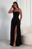 Shantal Satin Gown | Black - Oh Hello Clothing