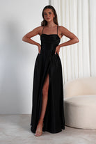 Shantal Satin Gown | Black - Oh Hello Clothing