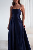 Shantal Satin Gown | Navy - Oh Hello Clothing