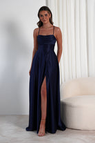 Shantal Satin Gown | Navy - Oh Hello Clothing