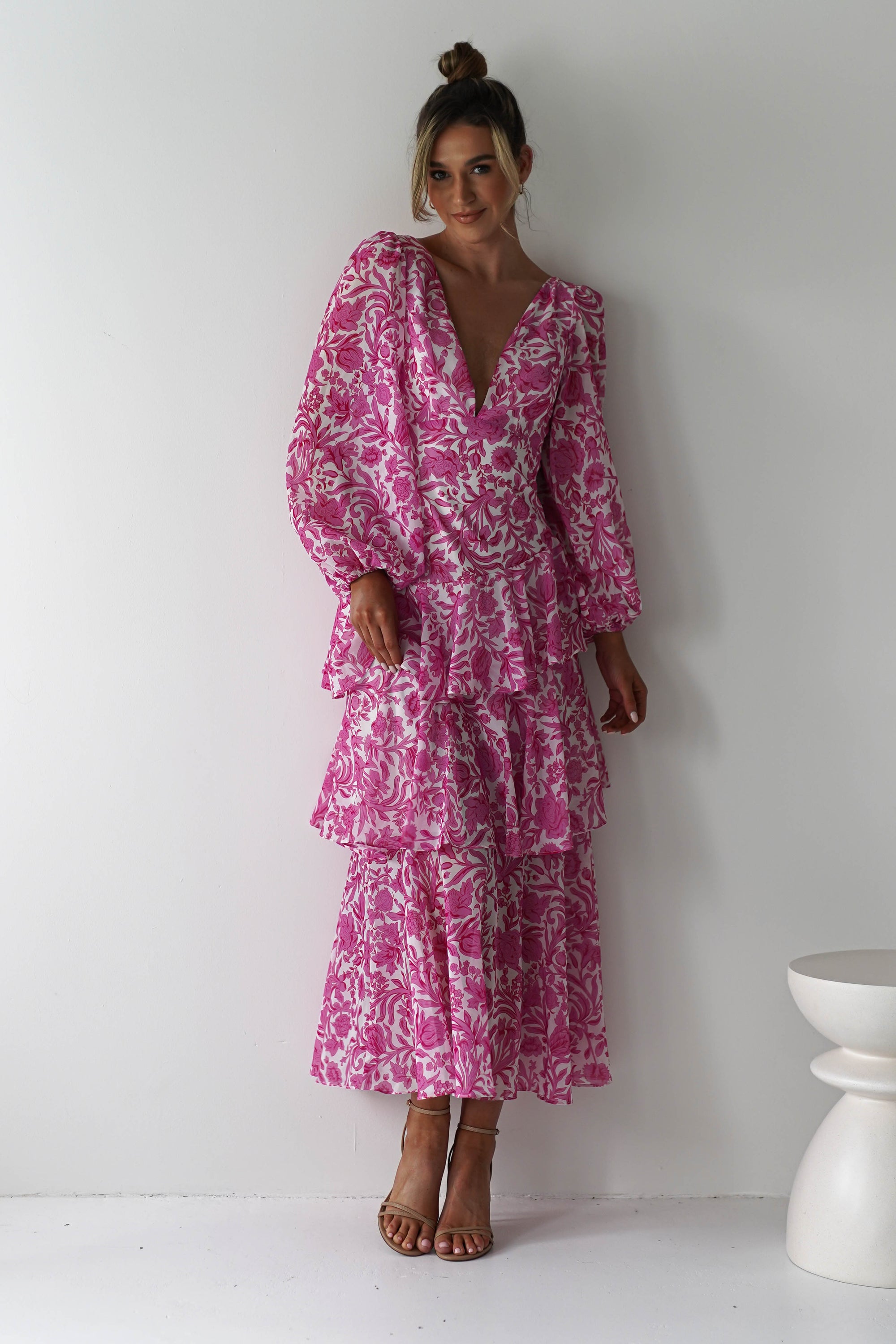 Tammie Long Sleeve Maxi Dress | Pink Floral | Oh Hello Clothing | XS (6)