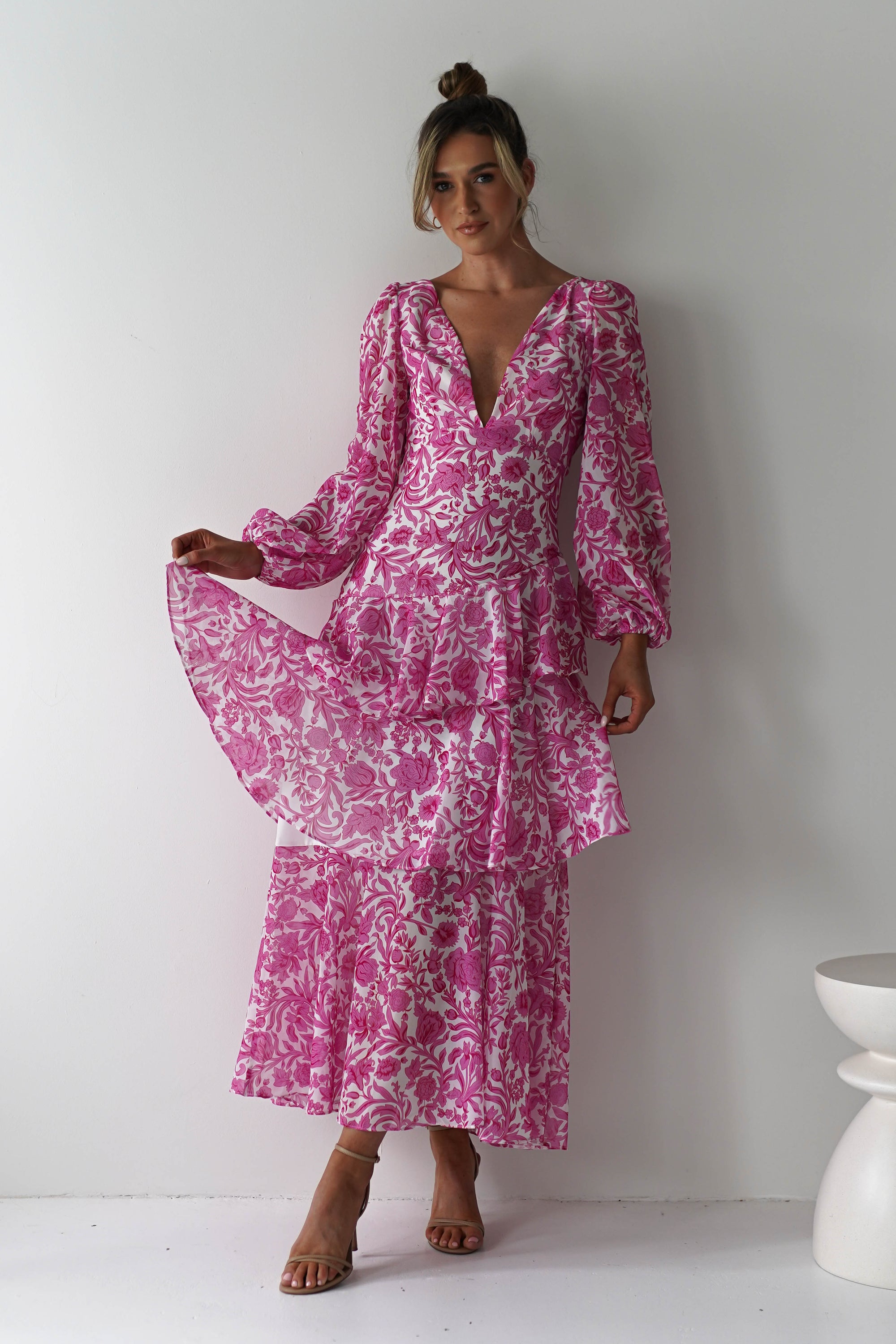 Tammie Long Sleeve Maxi Dress | Pink Floral | Oh Hello Clothing | XS (6)