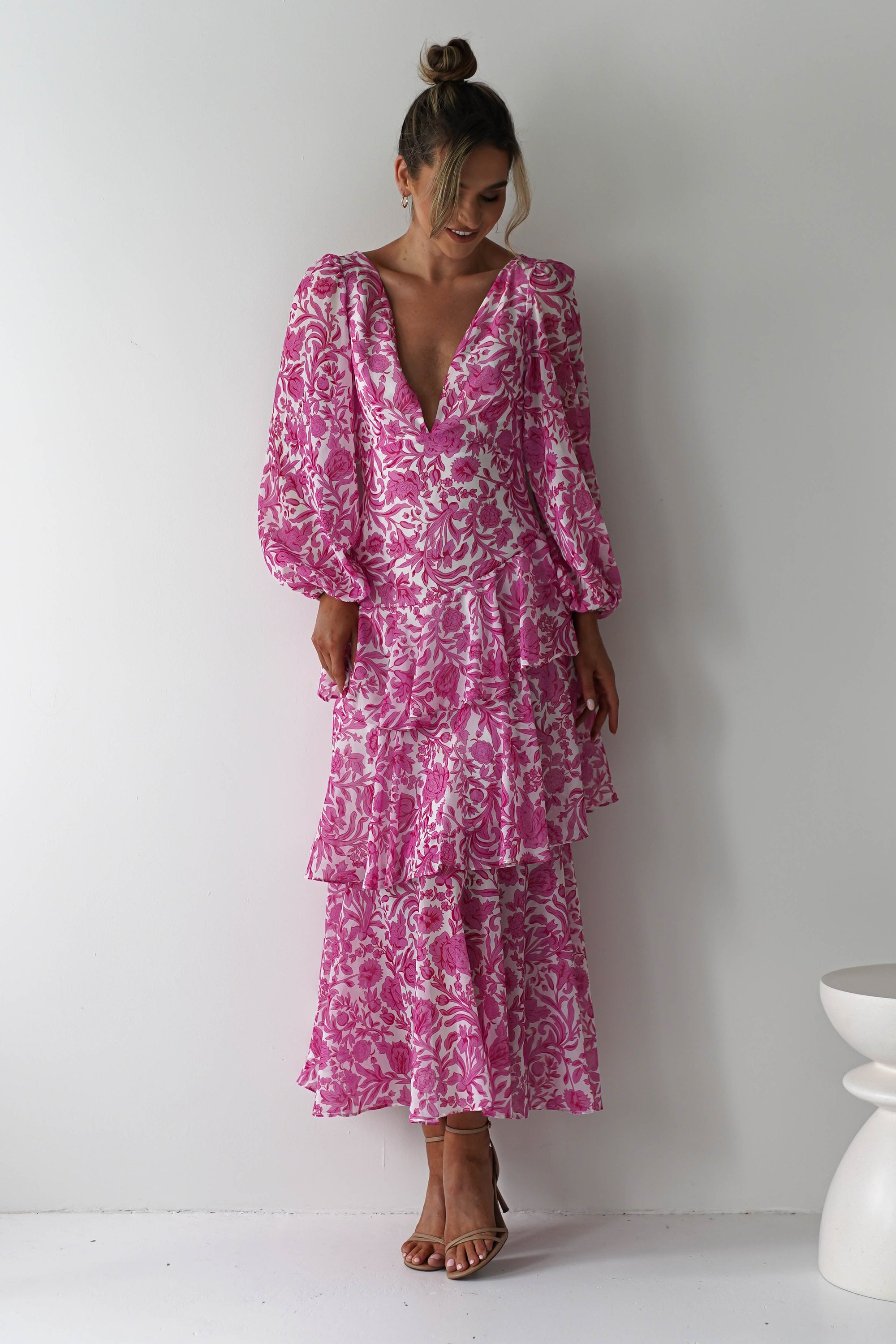 Tammie Long Sleeve Maxi Dress | Pink Floral | Oh Hello Clothing | XS (6)