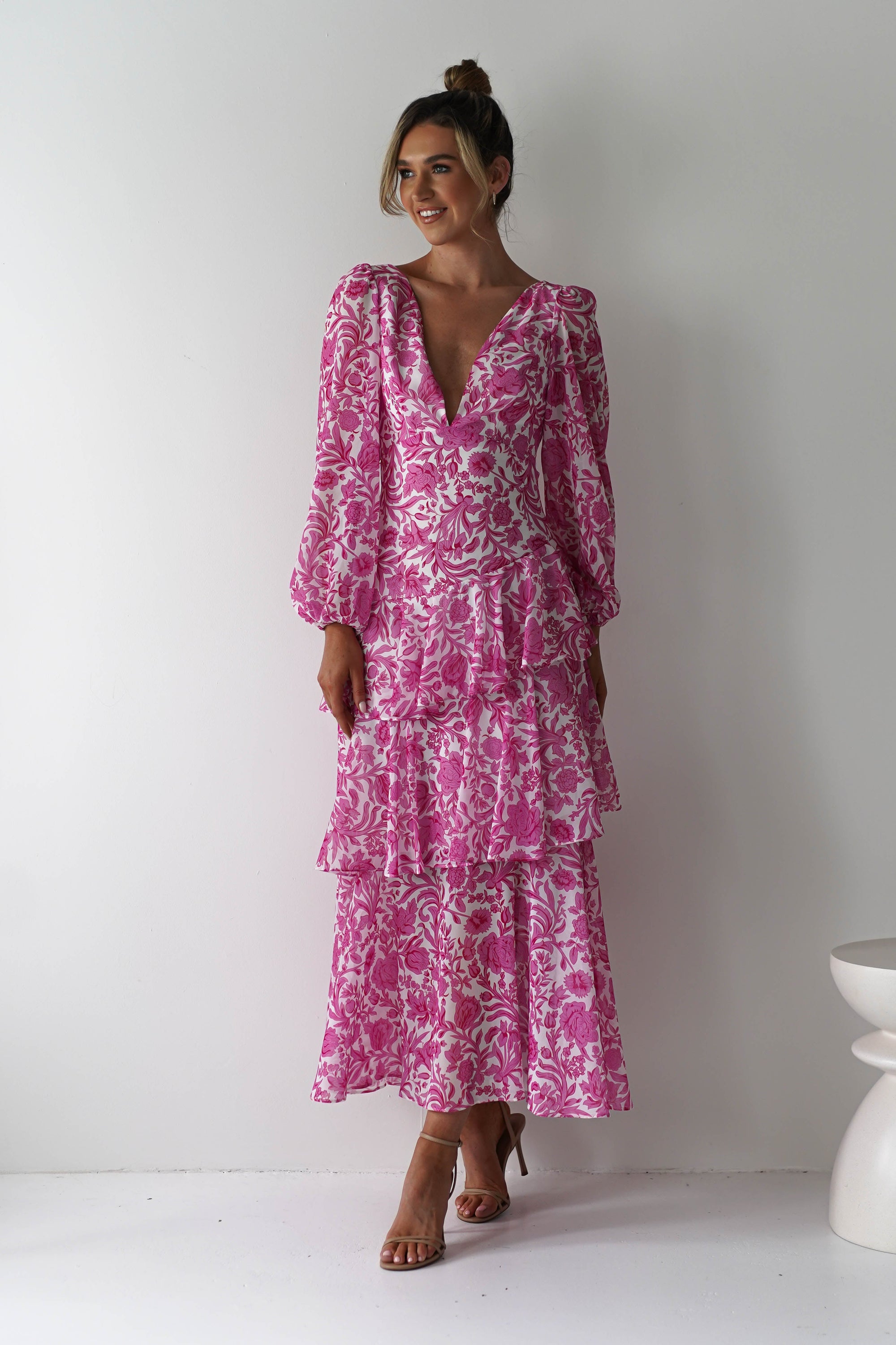 Tammie Long Sleeve Maxi Dress | Pink Floral | Oh Hello Clothing | XS (6)