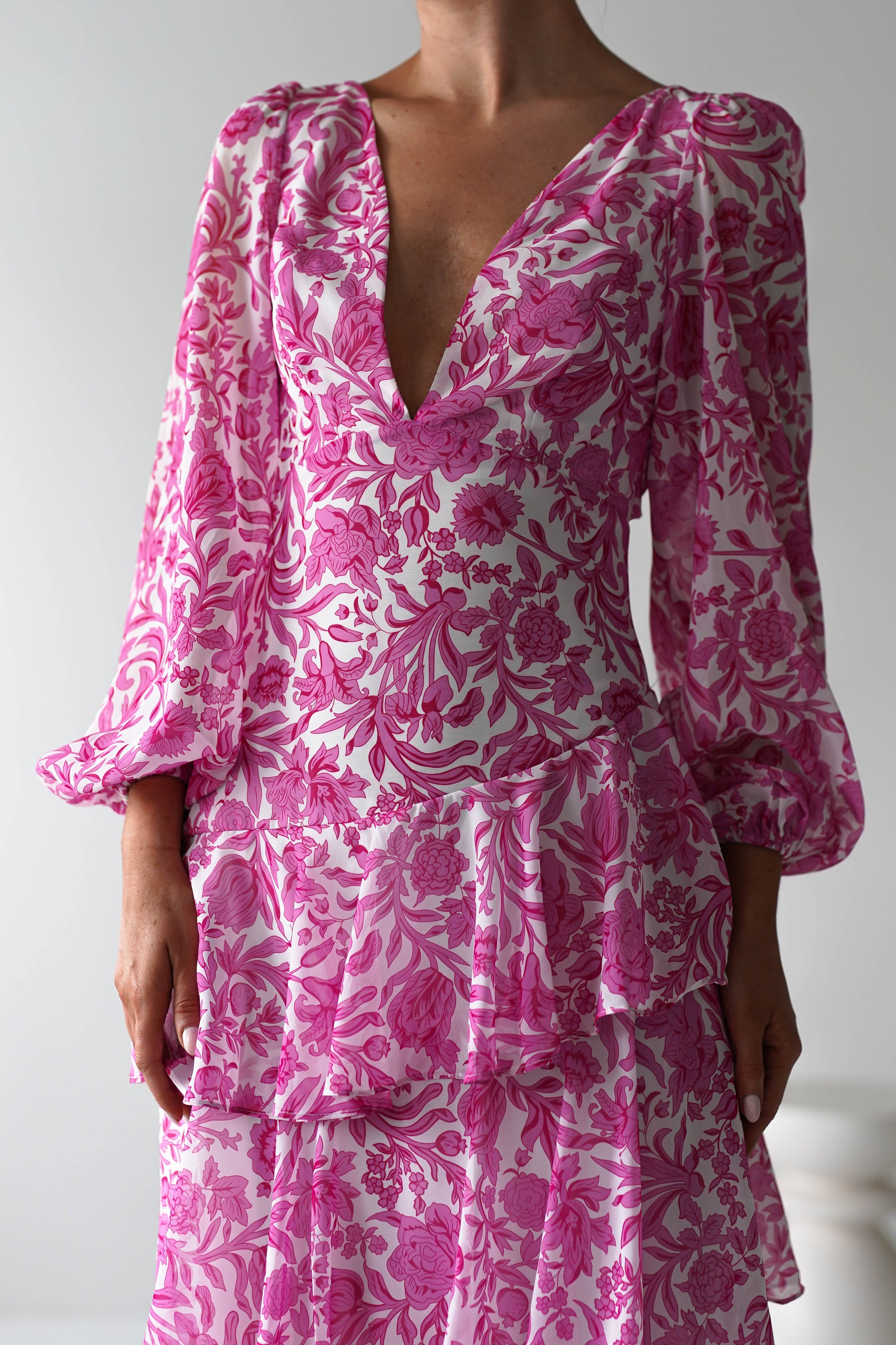 Tammie Long Sleeve Maxi Dress | Pink Floral | Oh Hello Clothing | XS (6)