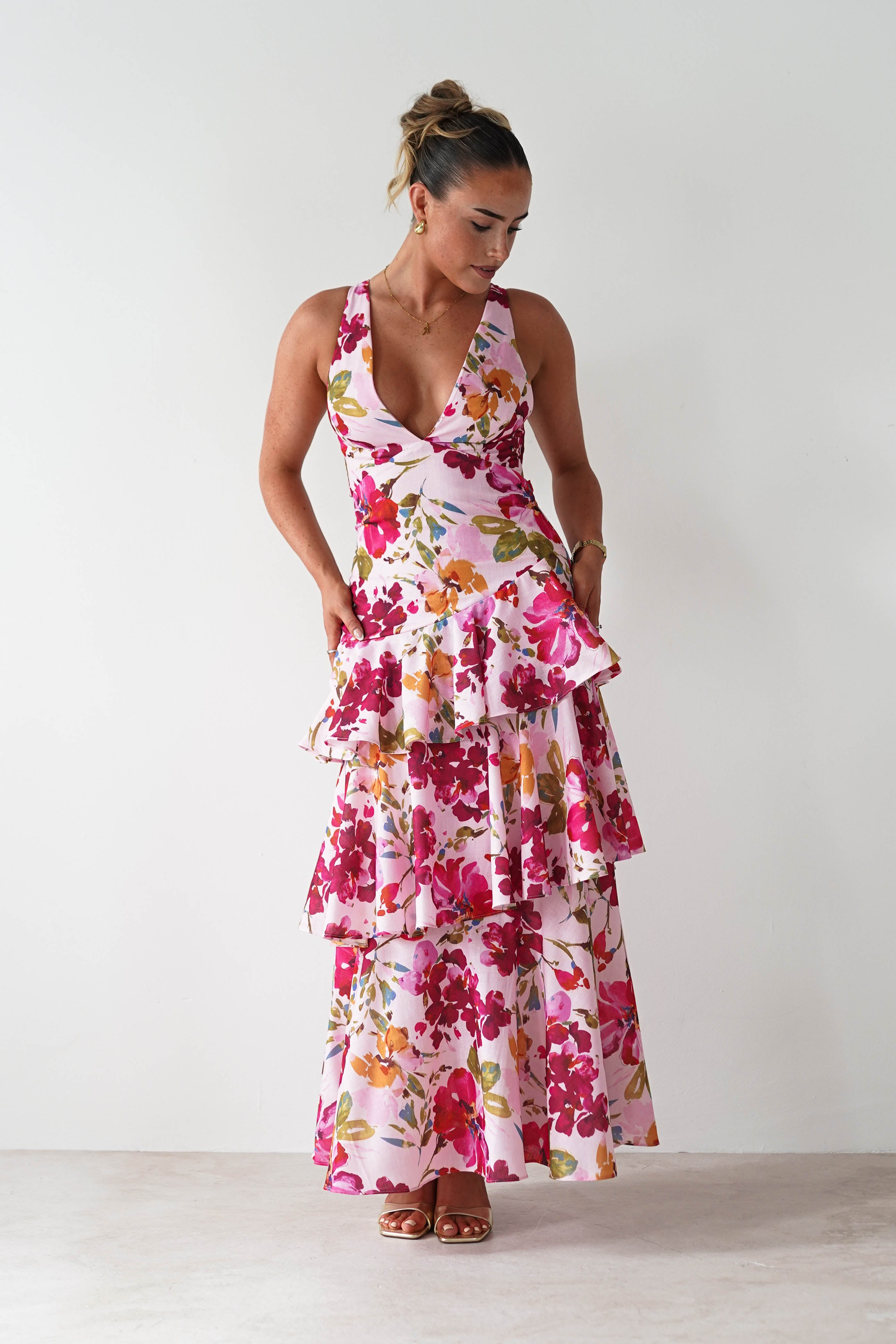 SASHA Dresses 1* DONE SR0245BB38 PINK MAXI LIKE KARLIE - COTTON