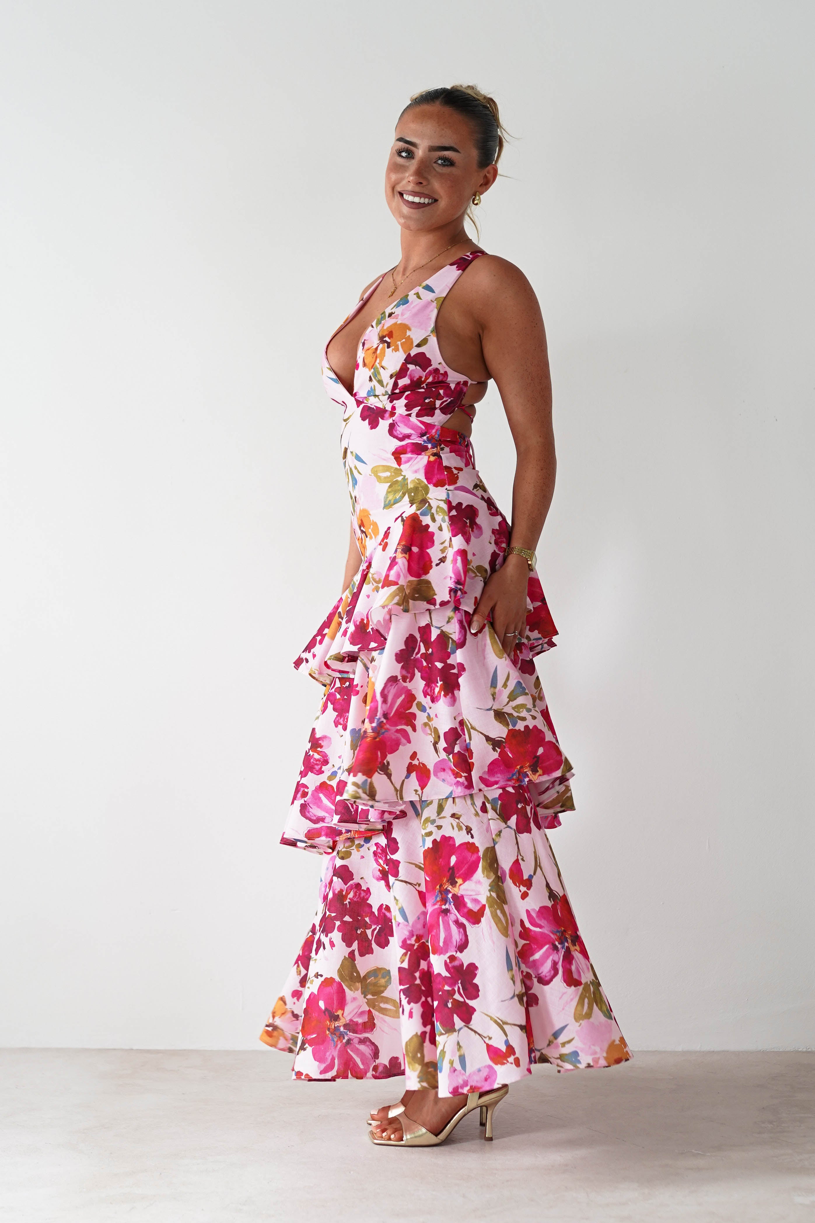 SASHA Dresses 1* DONE SR0245BB38 PINK MAXI LIKE KARLIE - COTTON