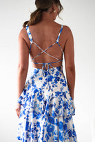 Varana Floral Ruffle Maxi Dress | Blue Print - Oh Hello Clothing