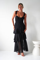 Victoria Ruffle Midaxi  | Black - Oh Hello Clothing