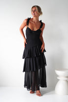Victoria Ruffle Midaxi  | Black - Oh Hello Clothing
