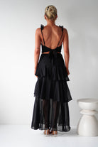 Victoria Ruffle Midaxi  | Black - Oh Hello Clothing