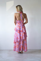 SASHA Wedding Guest Dresses Lohan Ruffle Floral Maxi Print Dress | Lilac