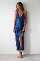 Pareesa Soft Satin Maxi Dress | Navy - Oh Hello Clothing