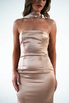 Orellia Satin Strapless Maxi  | Gold - Oh Hello Clothing