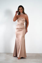 Orellia Satin Strapless Maxi  | Gold - Oh Hello Clothing