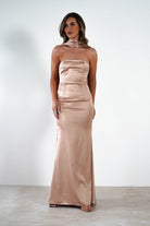 Orellia Satin Strapless Maxi  | Gold - Oh Hello Clothing