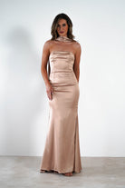 Orellia Satin Strapless Maxi  | Gold - Oh Hello Clothing