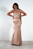Orellia Satin Strapless Maxi  | Gold - Oh Hello Clothing