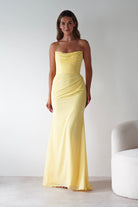 Cinderella Wedding Guest Dresses 1*DONE-T702 Caterina Strapless Maxi Dress yellow