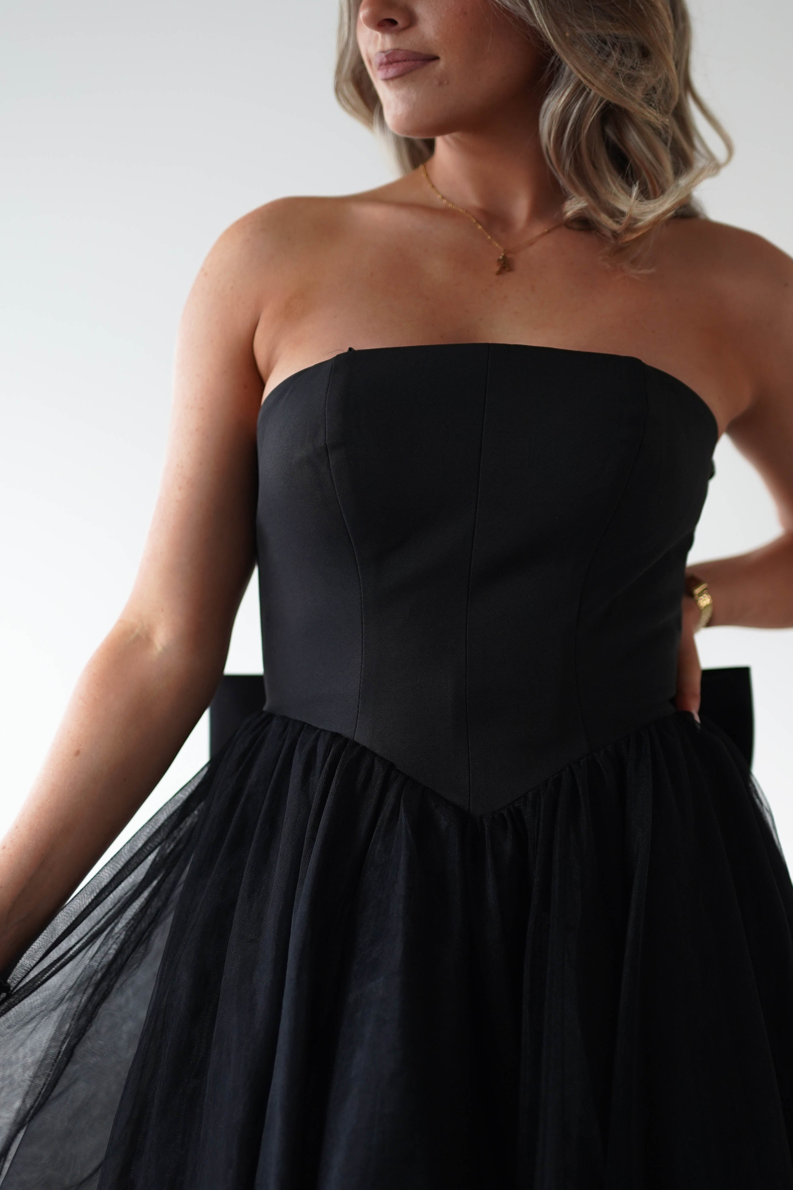 Cinderella Debs & Prom Dresses 1 *DONE T712 BLACK BOW GOWN - LAD