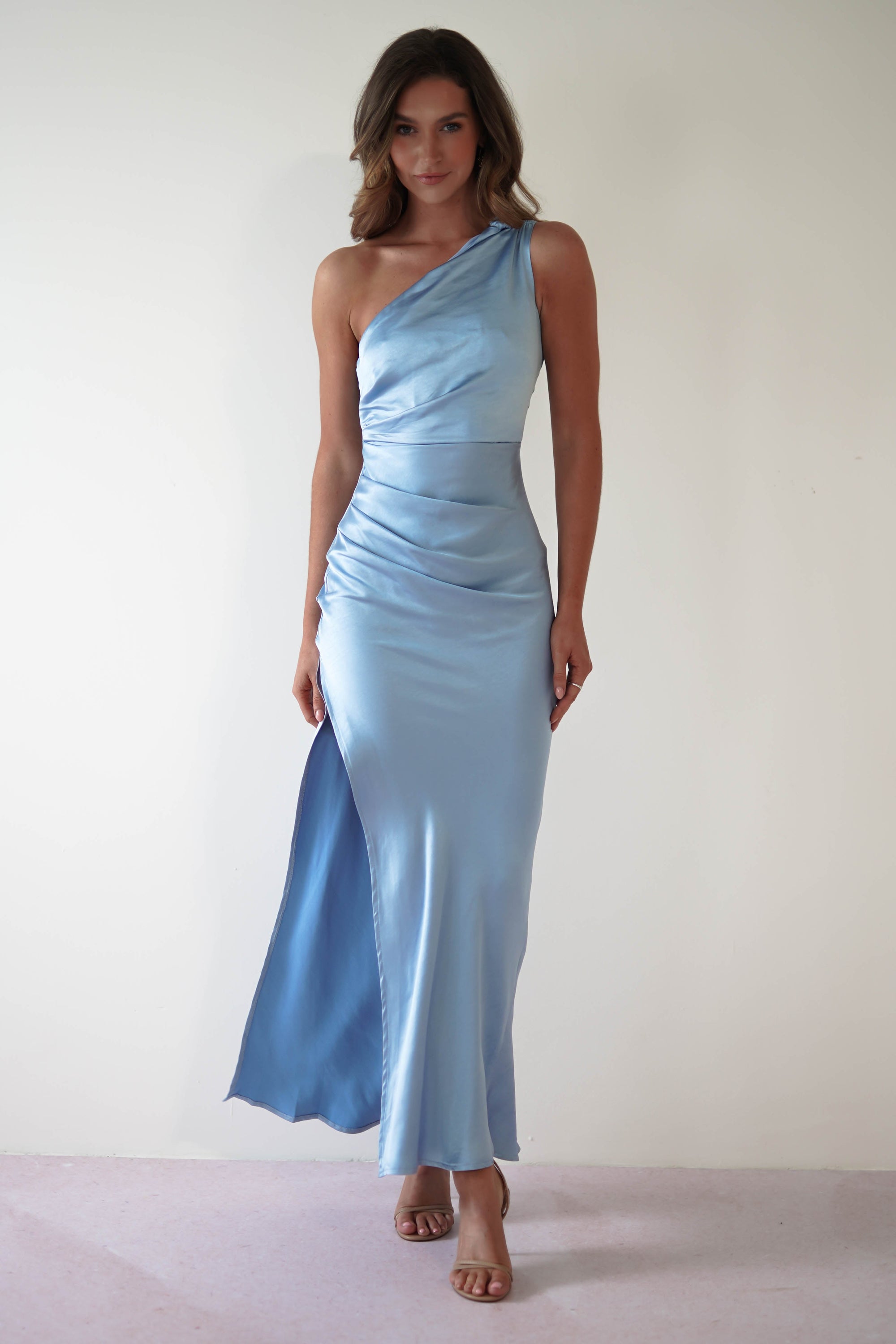 Thessy Soft Satin Maxi Dress | Blue - Oh Hello Clothing