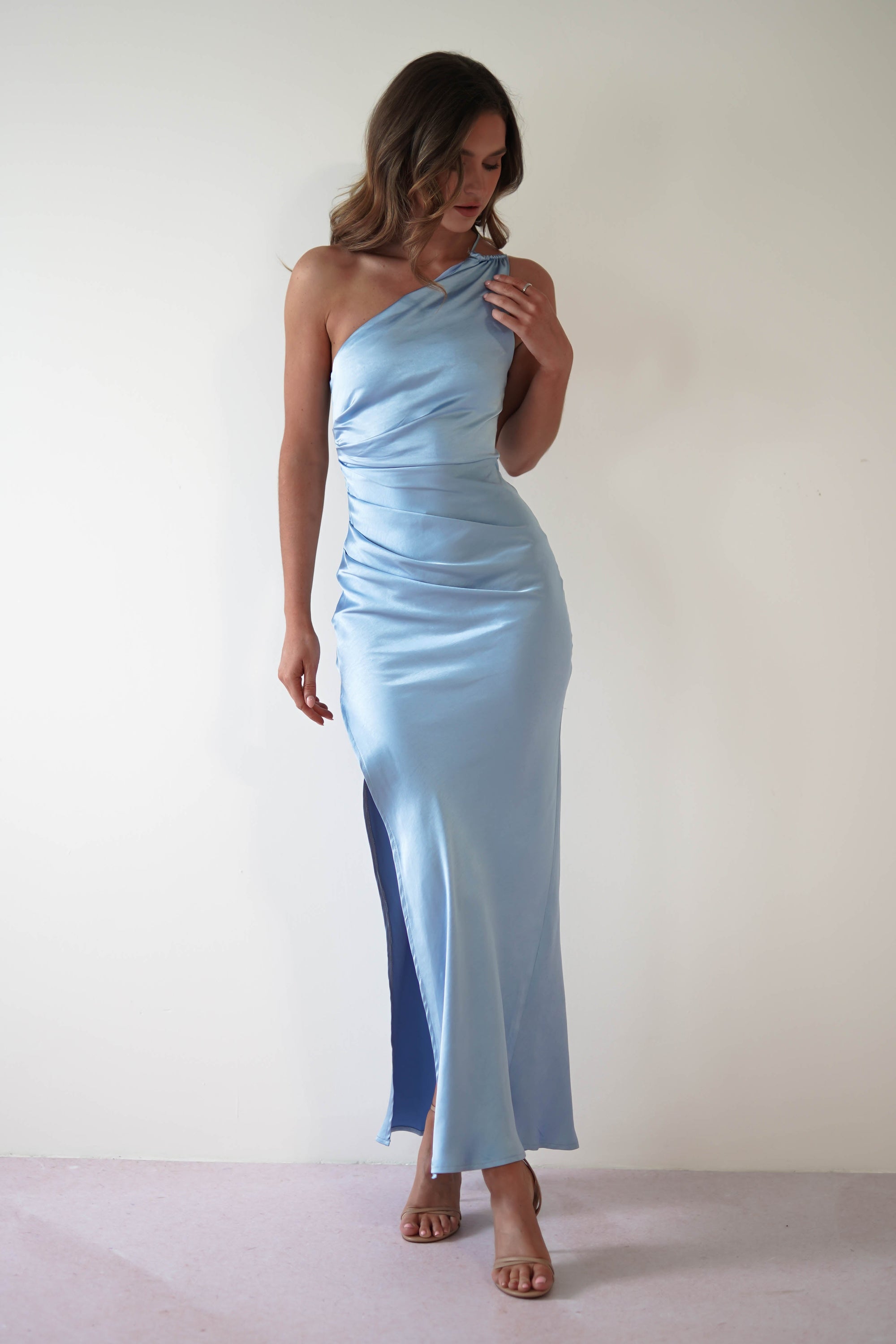 Thessy Soft Satin Maxi Dress | Blue - Oh Hello Clothing