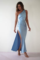 Thessy Soft Satin Maxi Dress | Blue - Oh Hello Clothing