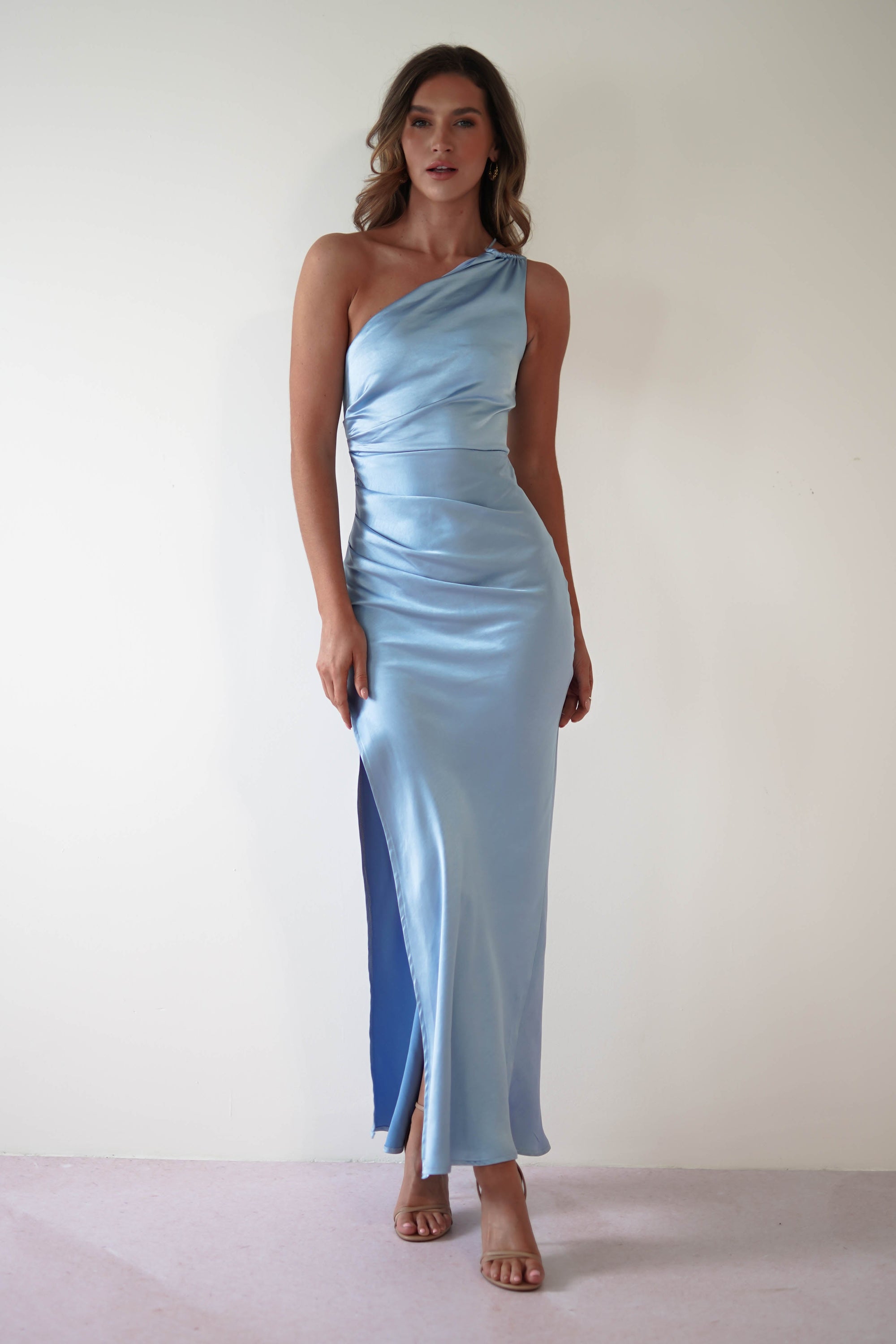 Thessy Soft Satin Maxi Dress | Blue - Oh Hello Clothing