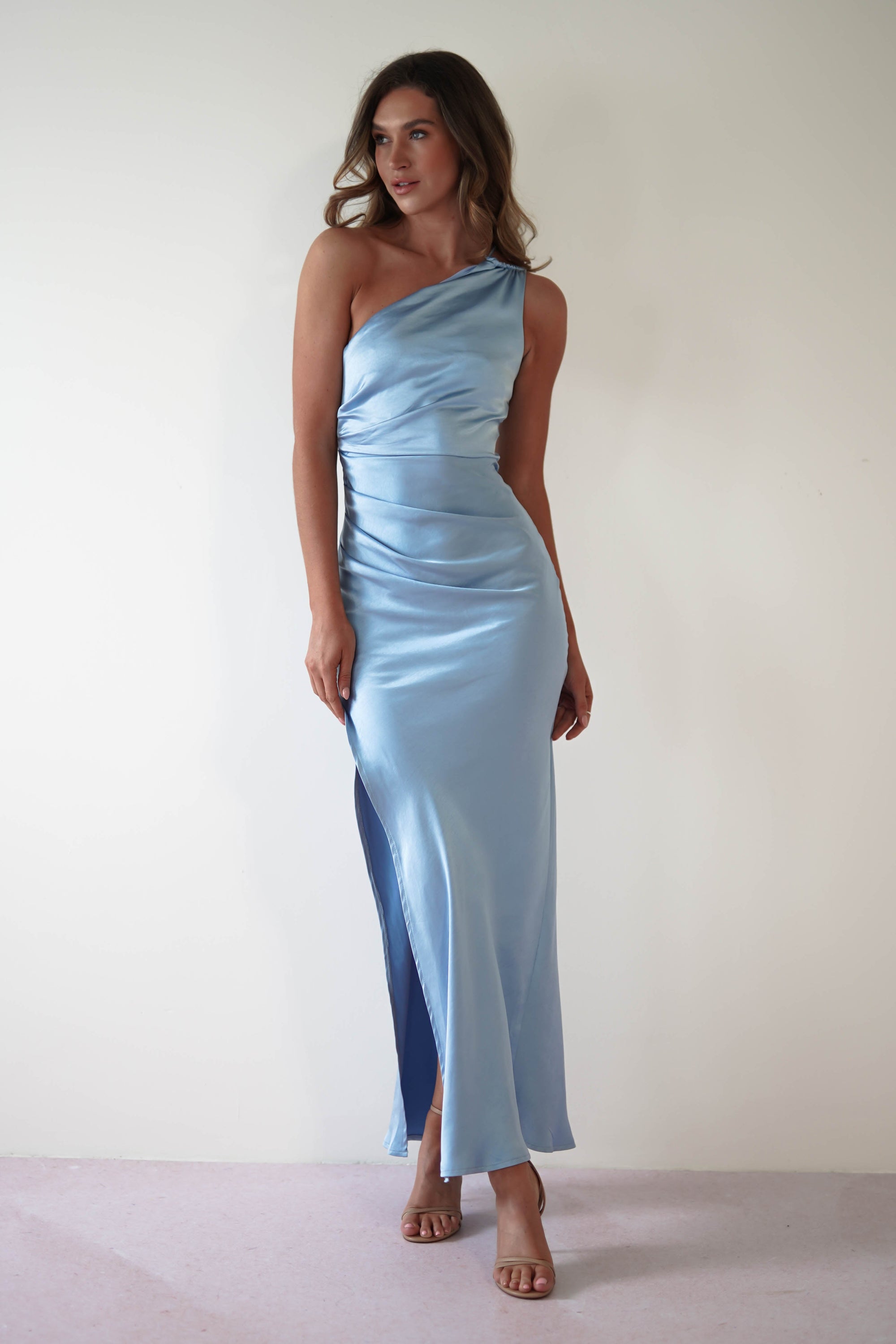 Thessy Soft Satin Maxi Dress | Blue - Oh Hello Clothing