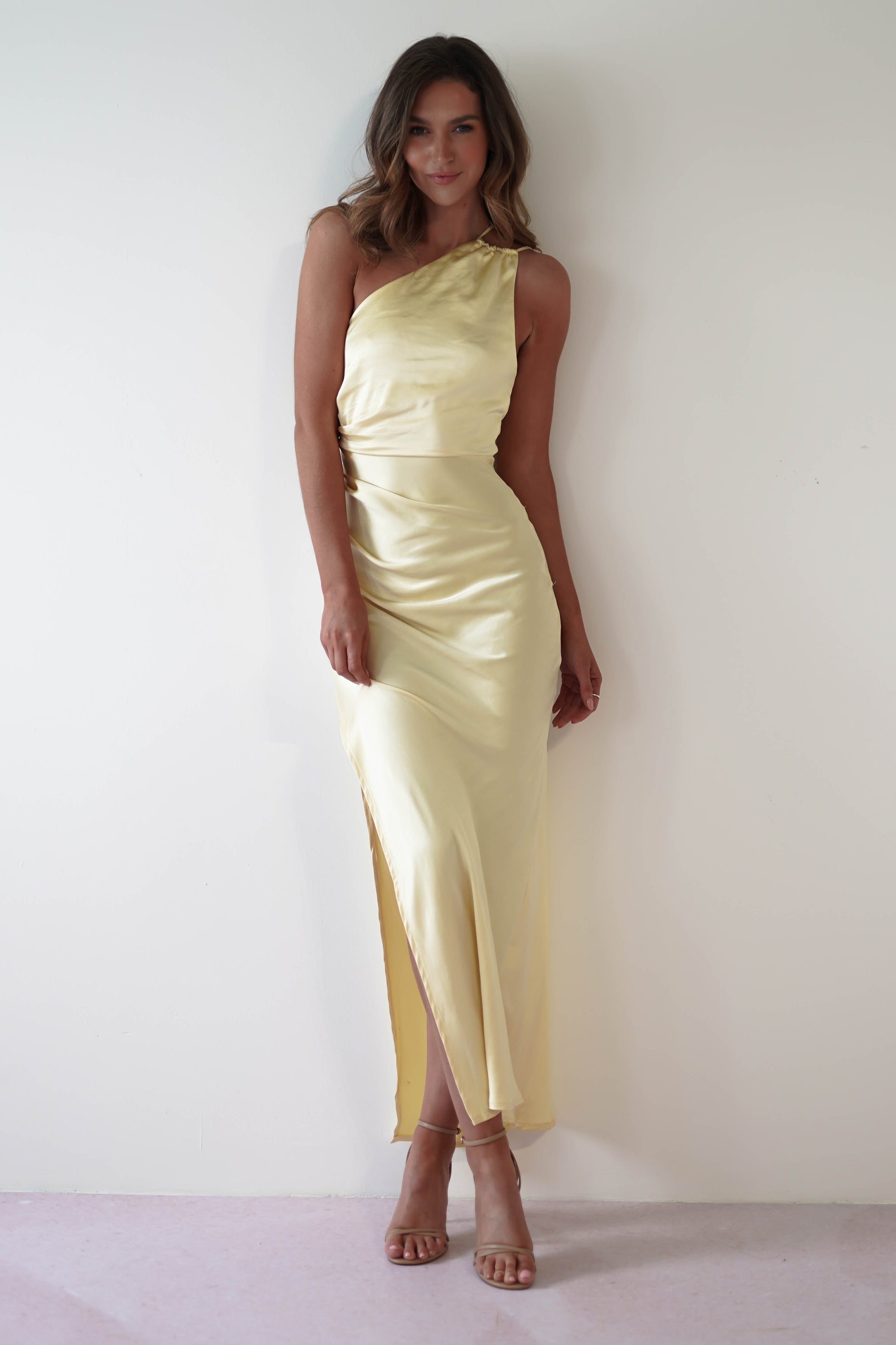 Thessy Soft Satin Maxi Dress | Yellow - Oh Hello Clothing