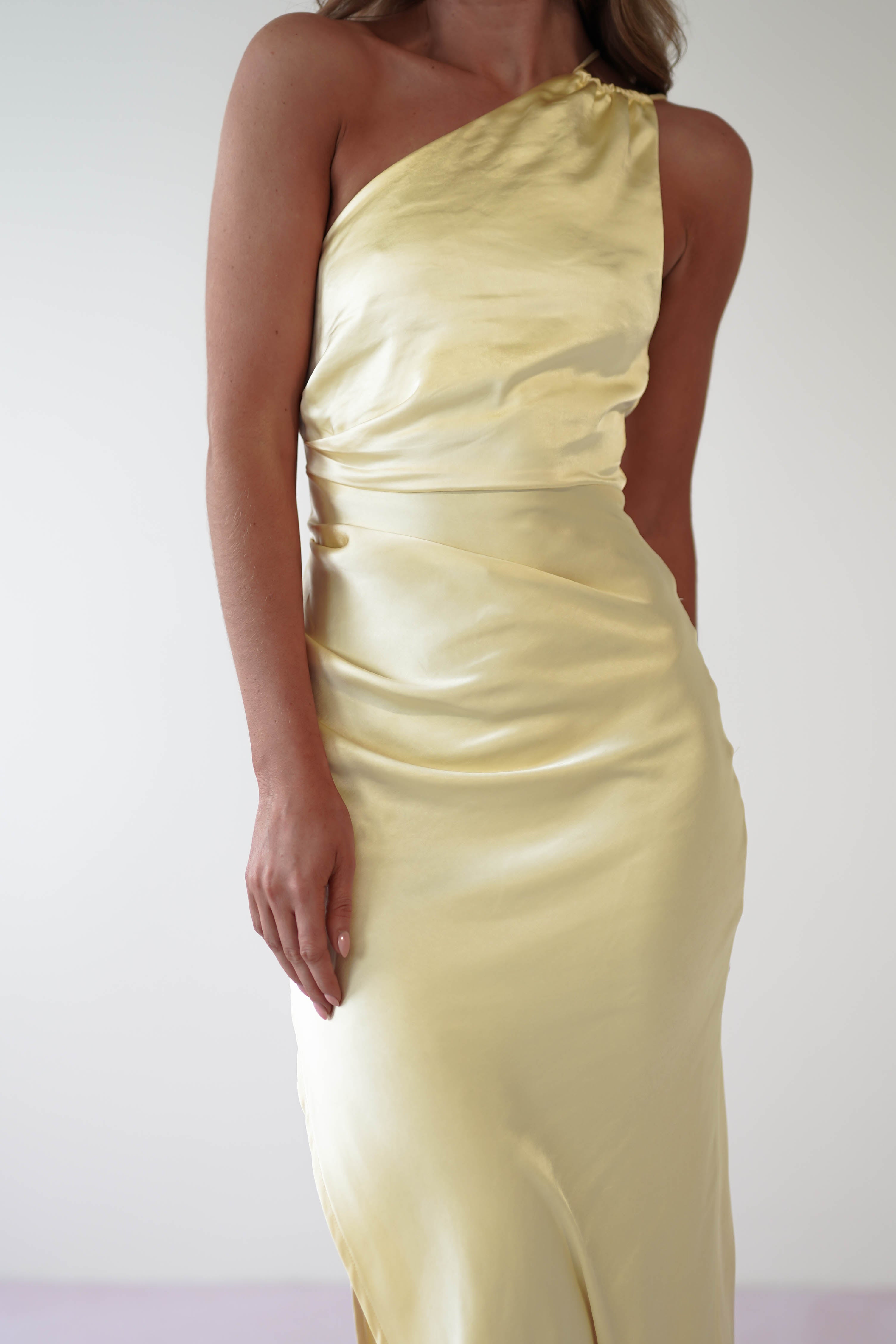 Thessy Soft Satin Maxi Dress | Yellow - Oh Hello Clothing