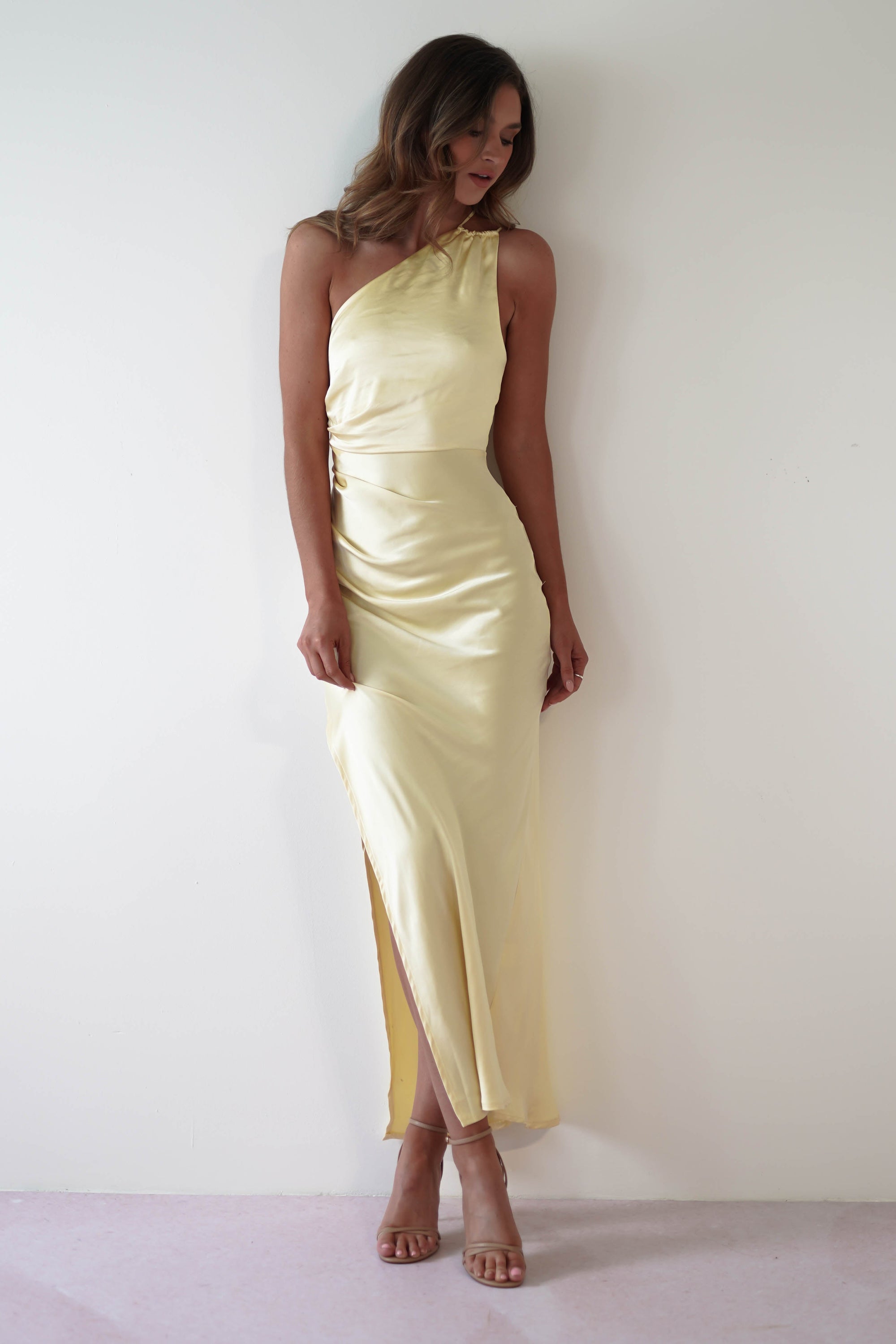 Thessy Soft Satin Maxi Dress | Yellow - Oh Hello Clothing