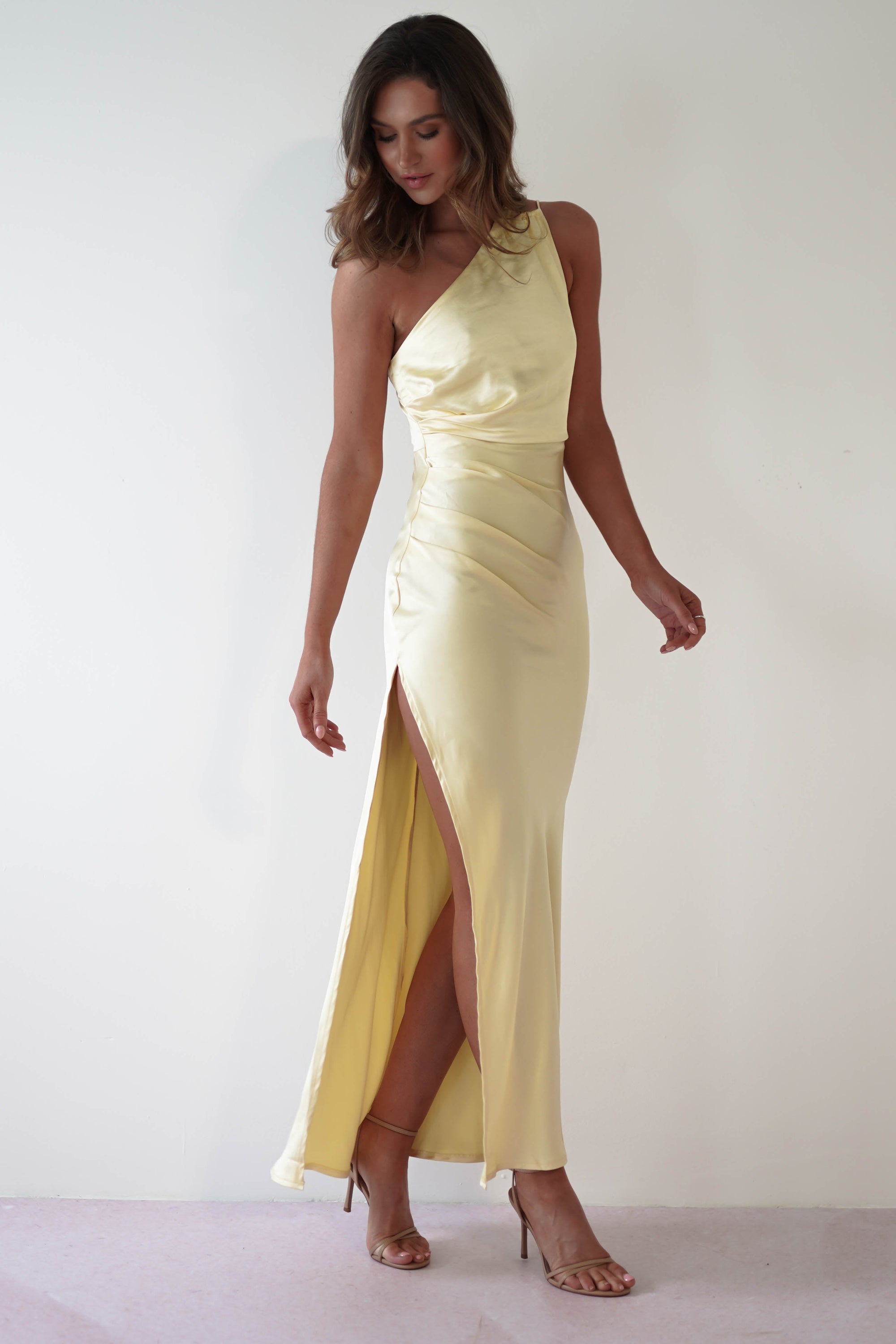 Thessy Soft Satin Maxi Dress | Yellow - Oh Hello Clothing