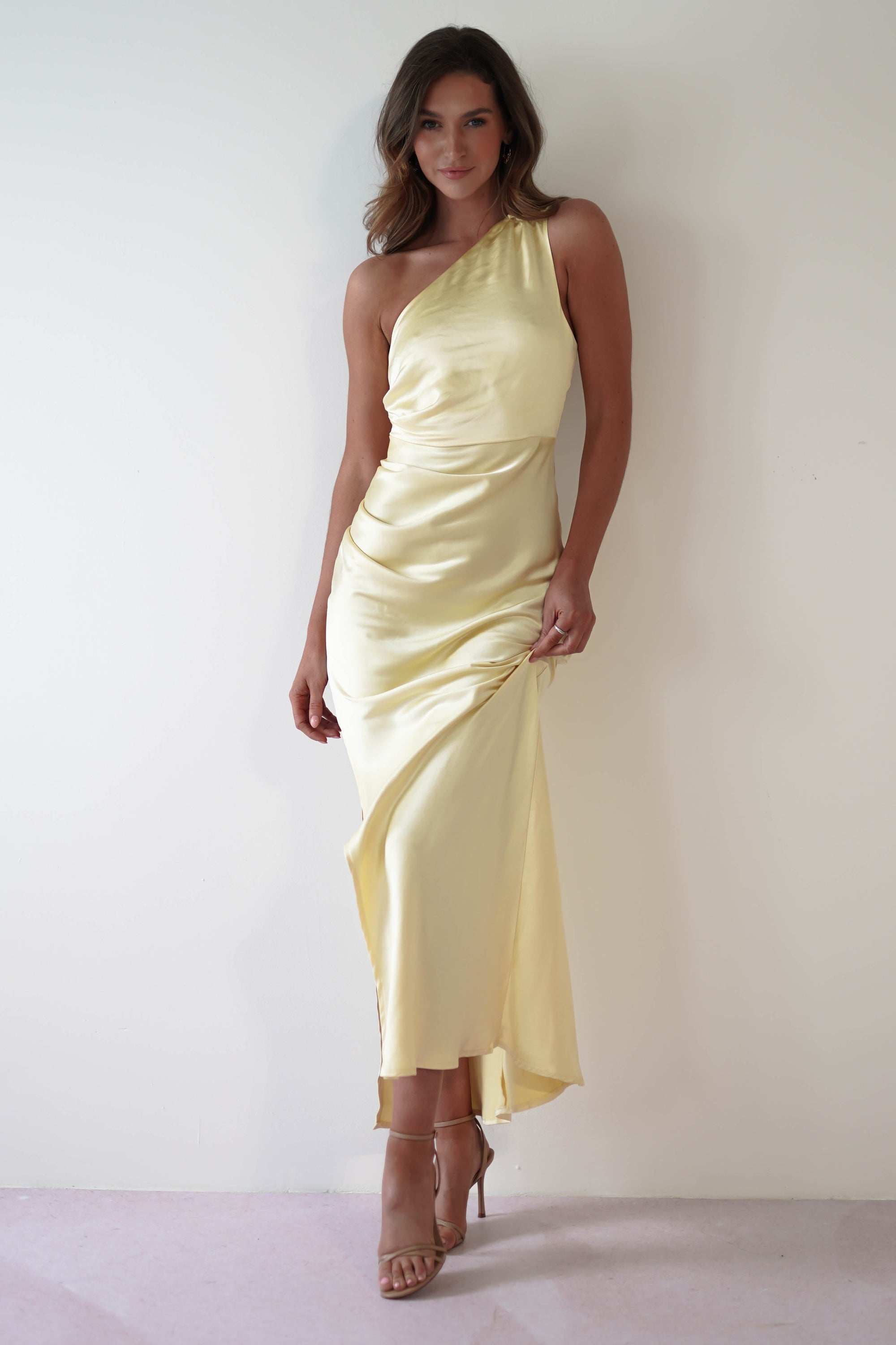 Thessy Soft Satin Maxi Dress | Yellow - Oh Hello Clothing