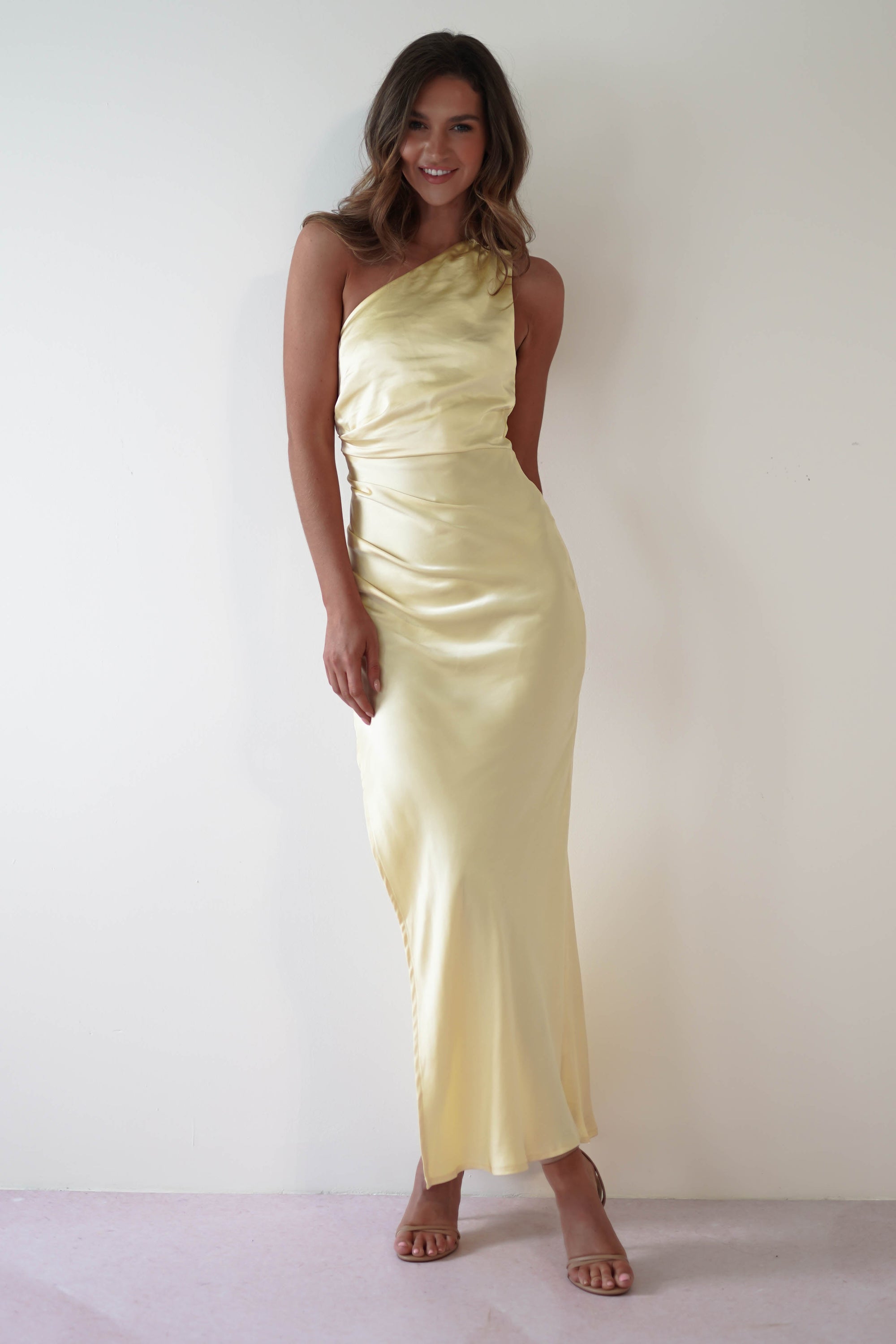 Thessy Soft Satin Maxi Dress | Yellow - Oh Hello Clothing