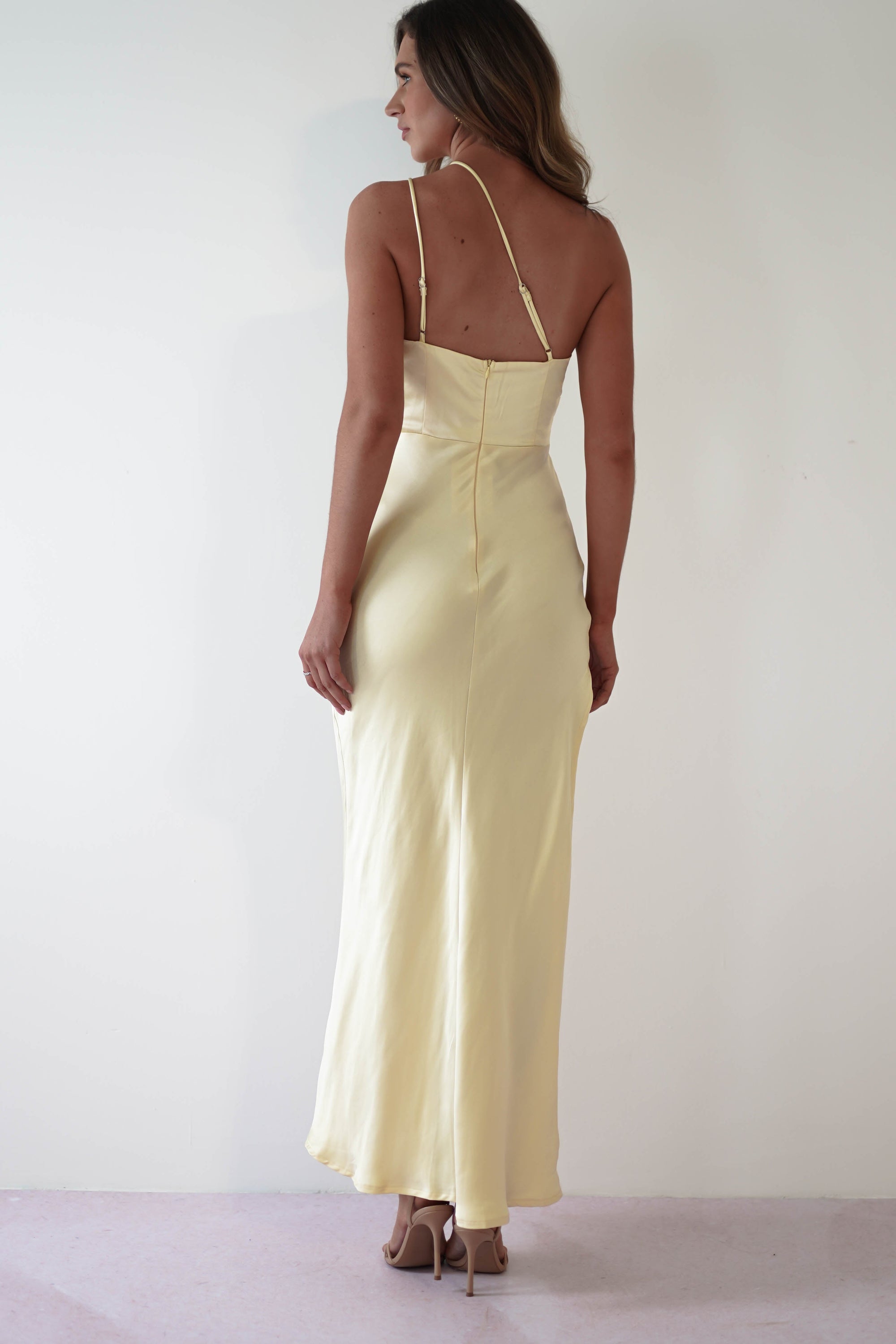 Thessy Soft Satin Maxi Dress | Yellow - Oh Hello Clothing