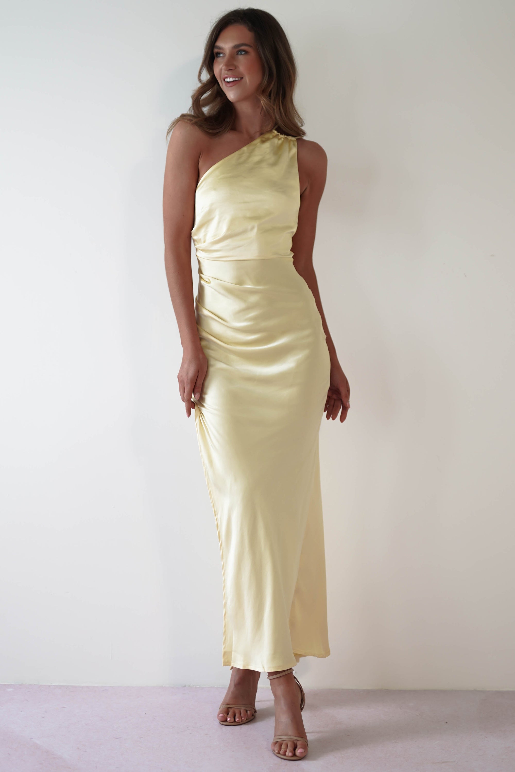 Thessy Soft Satin Maxi Dress | Yellow - Oh Hello Clothing