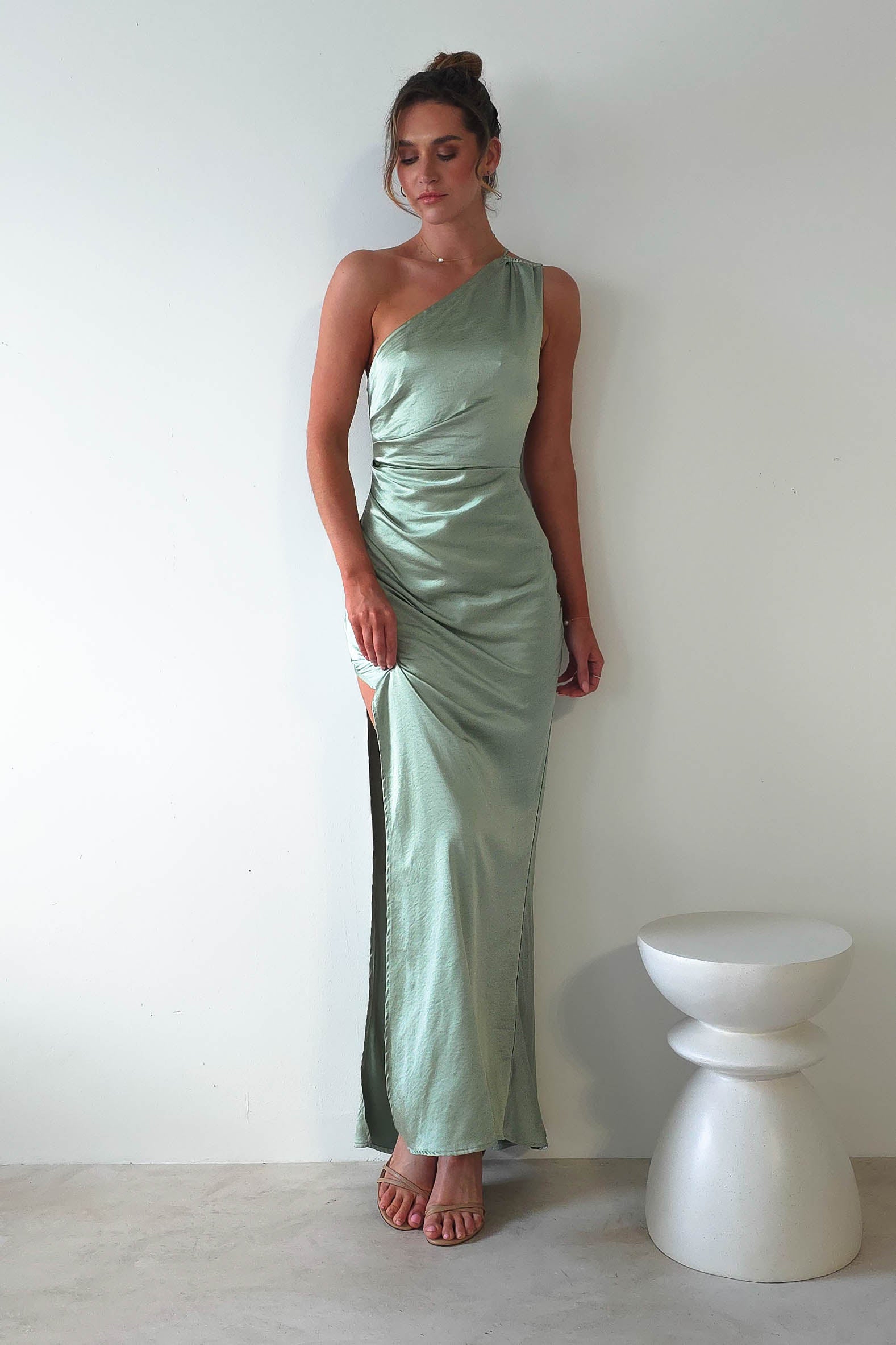 Thessy Soft Satin Maxi Dress | Sage - Oh Hello Clothing