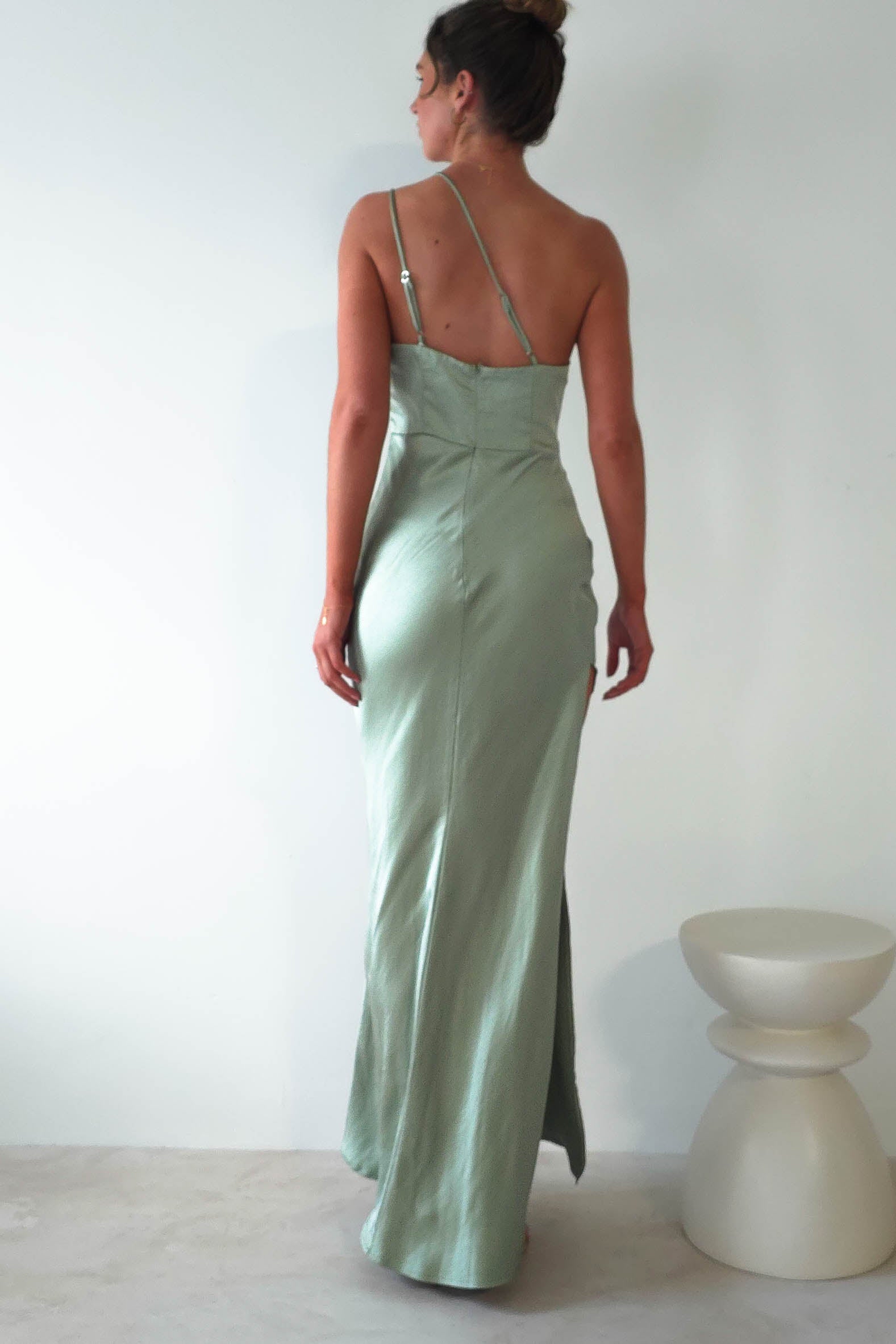 Thessy Soft Satin Maxi Dress | Sage