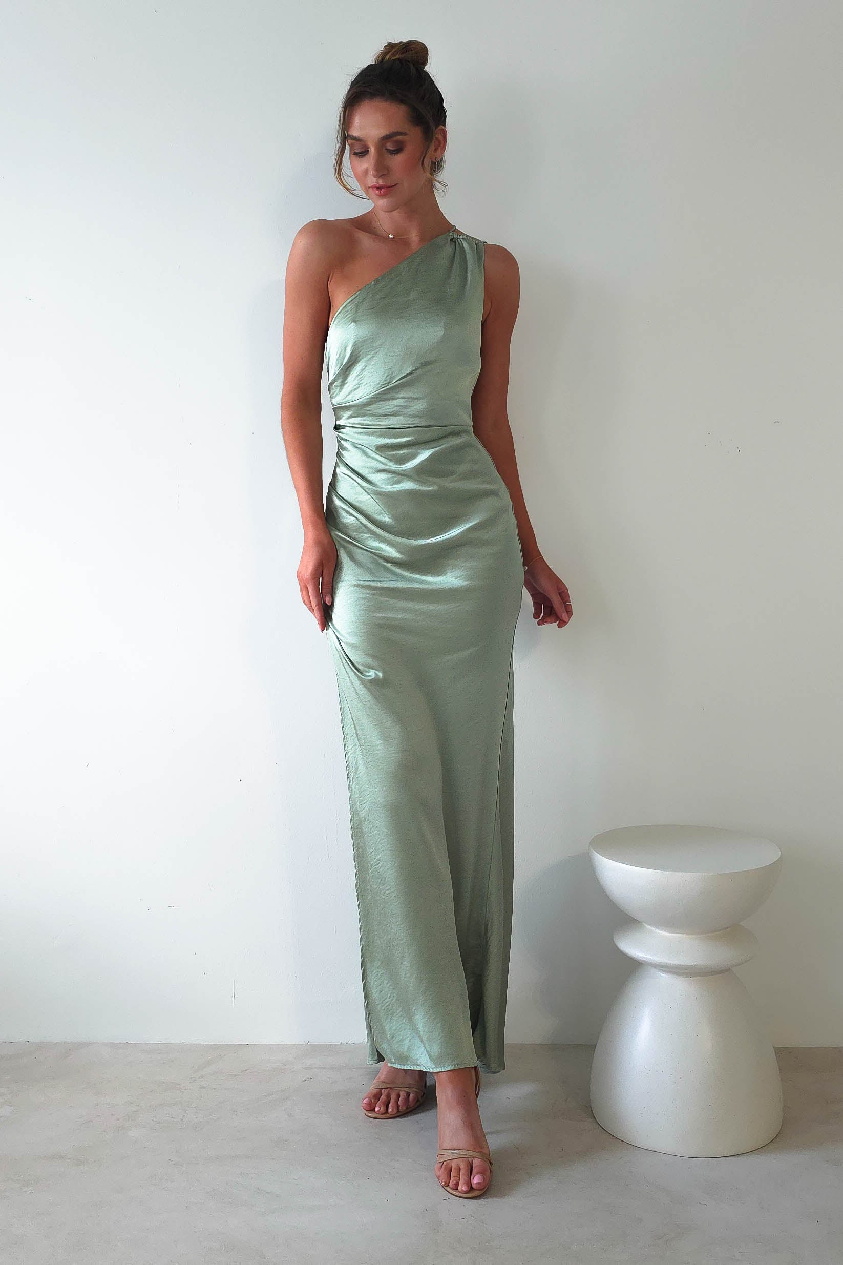 Thessy Soft Satin Maxi Dress | Sage